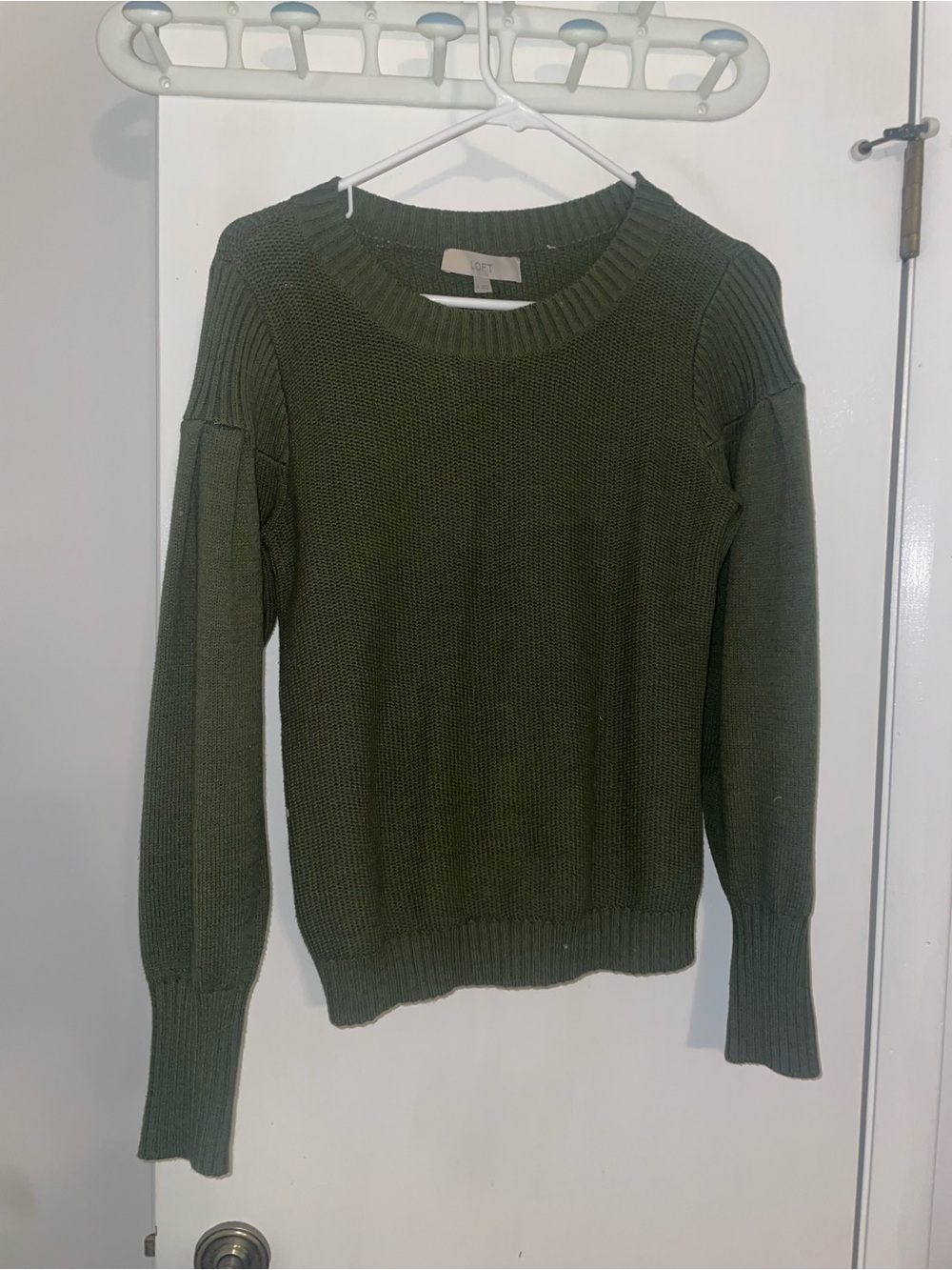 LOFT Olive Crewneck Ribbed Knit Sweater